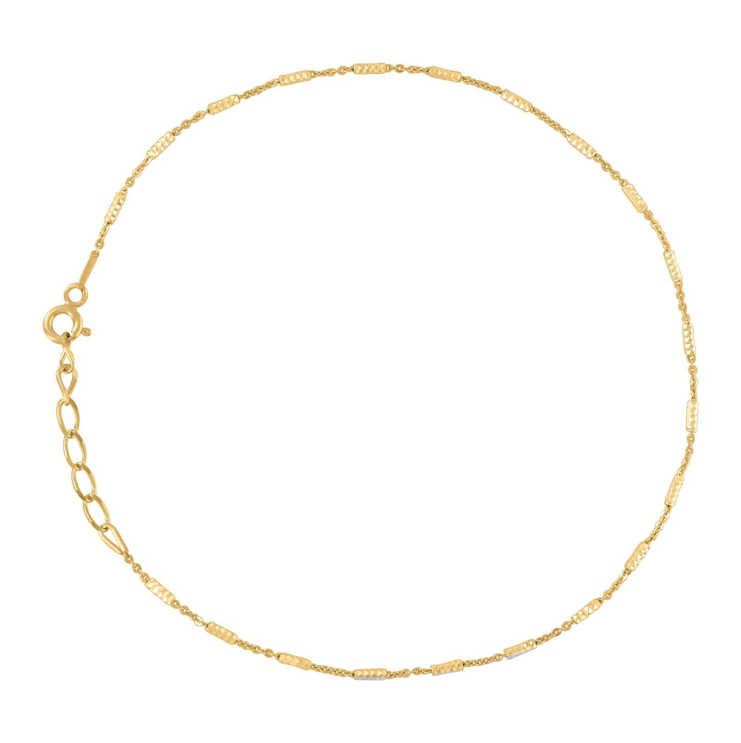 Sterling Silver Womens Tube Brite Chain Anklet 1.5 mm Size 10 Inches