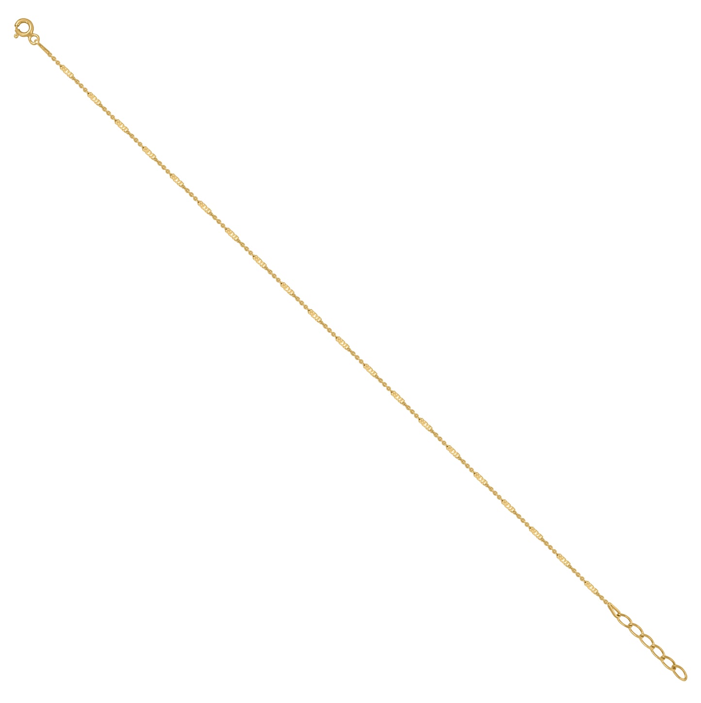 Sterling Silver Womens Tube Brite Chain Anklet 1.5 mm Size 10 Inches