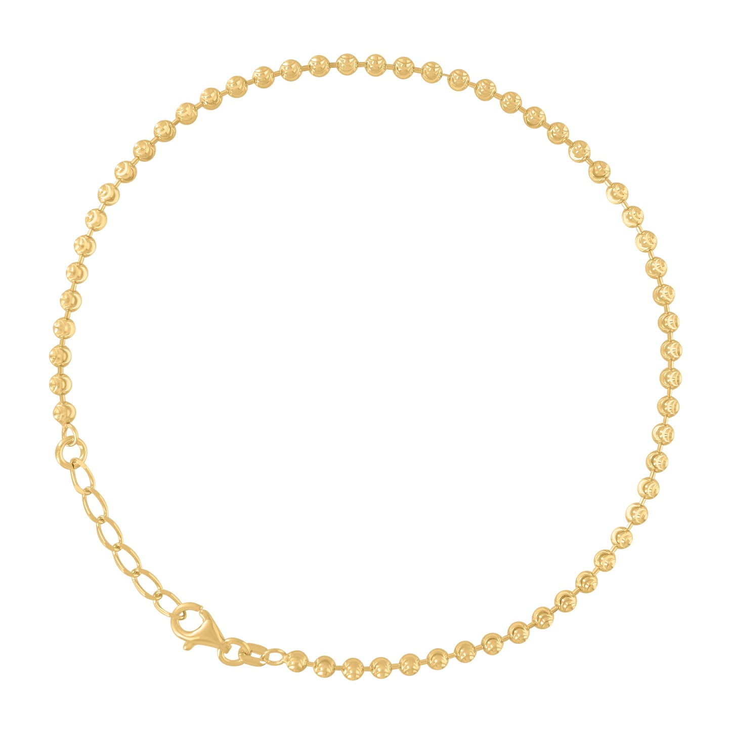 Sterling Silver Womens Moon-Cut Chain Anklet 3 mm Size 10 Inches