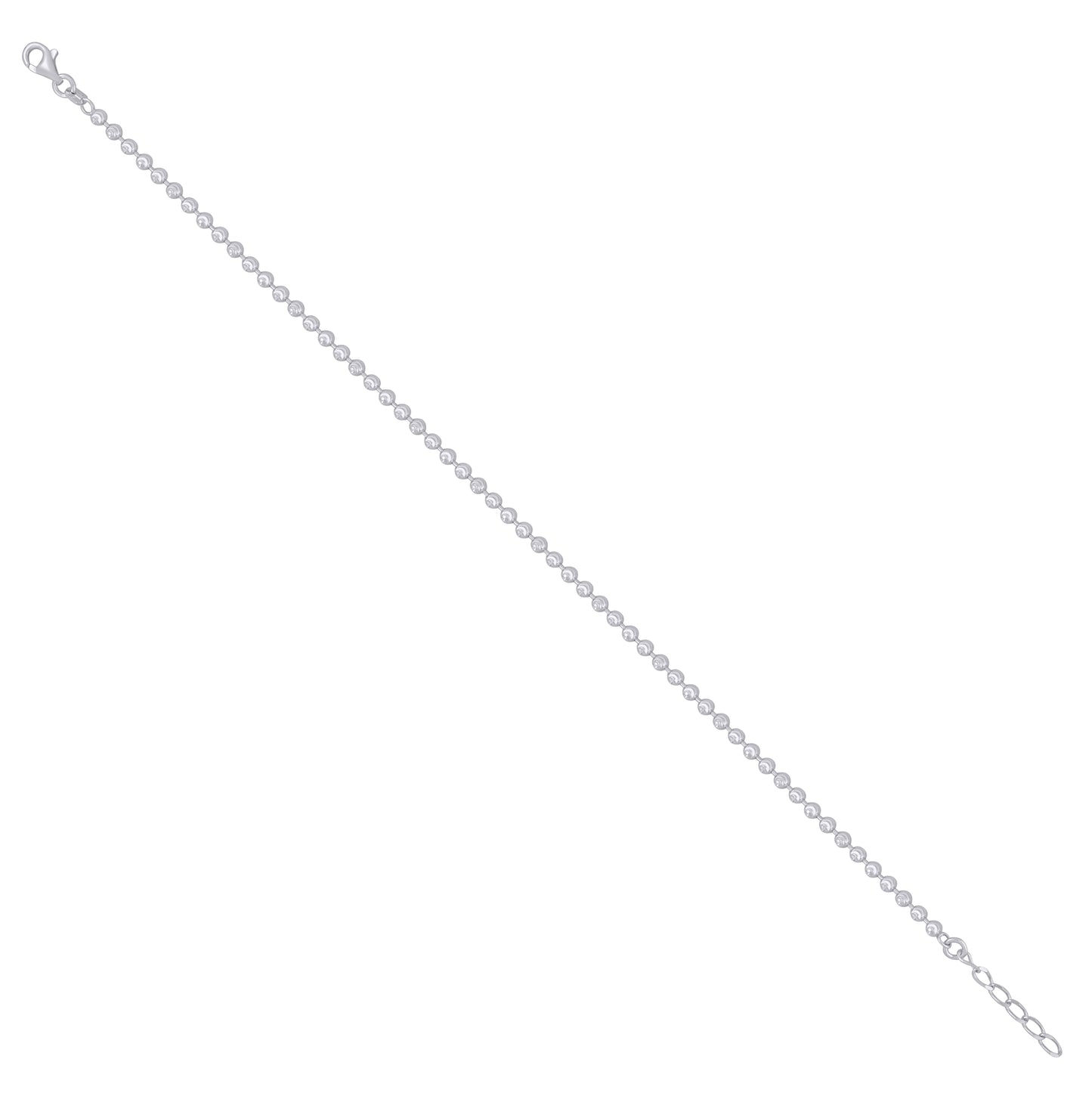 Sterling Silver Womens Moon-Cut Chain Anklet 3 mm Size 10 Inches