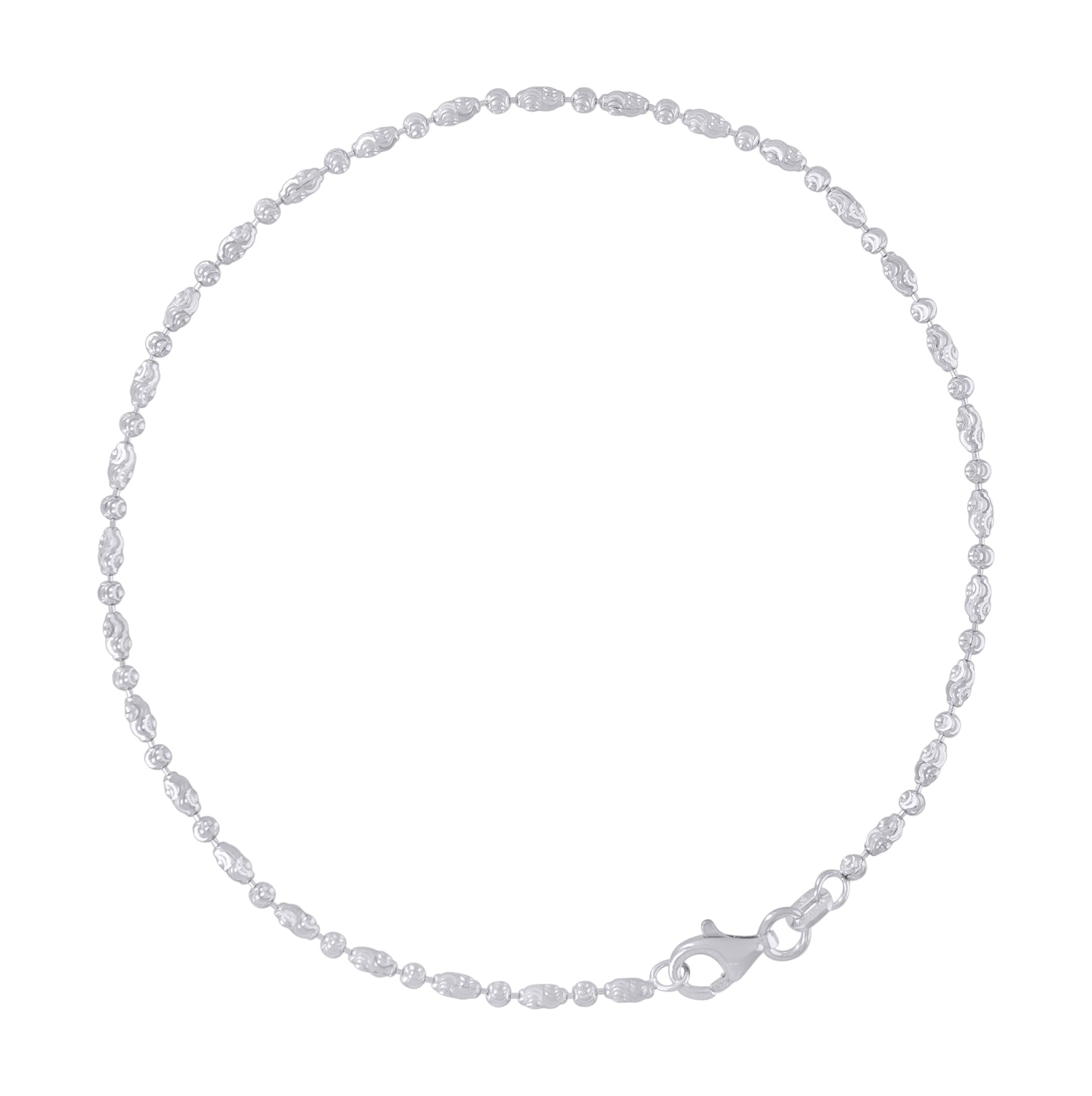 Sterling Silver Womens Typhoon Chain Anklet 2 mm Size 10 Inches