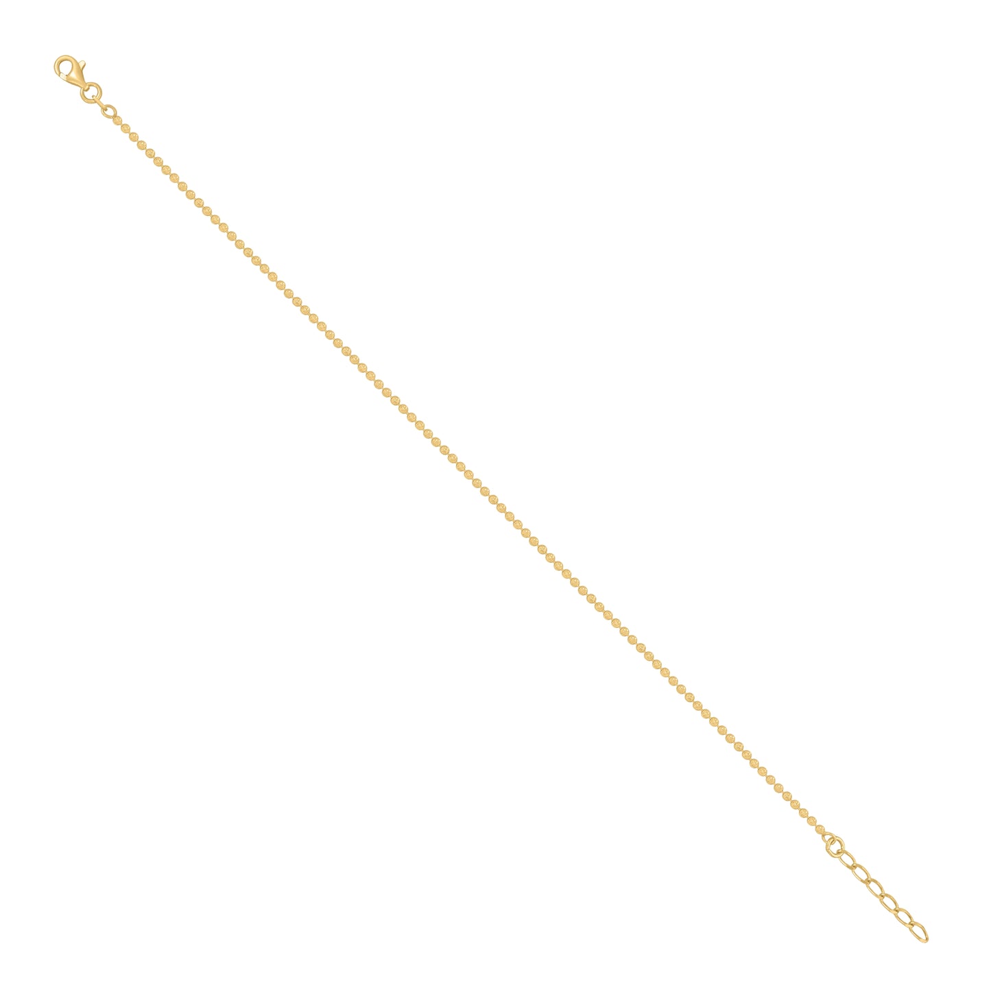 Sterling Silver Womens Moon-Cut Chain Anklet 2 mm Size 10 Inches