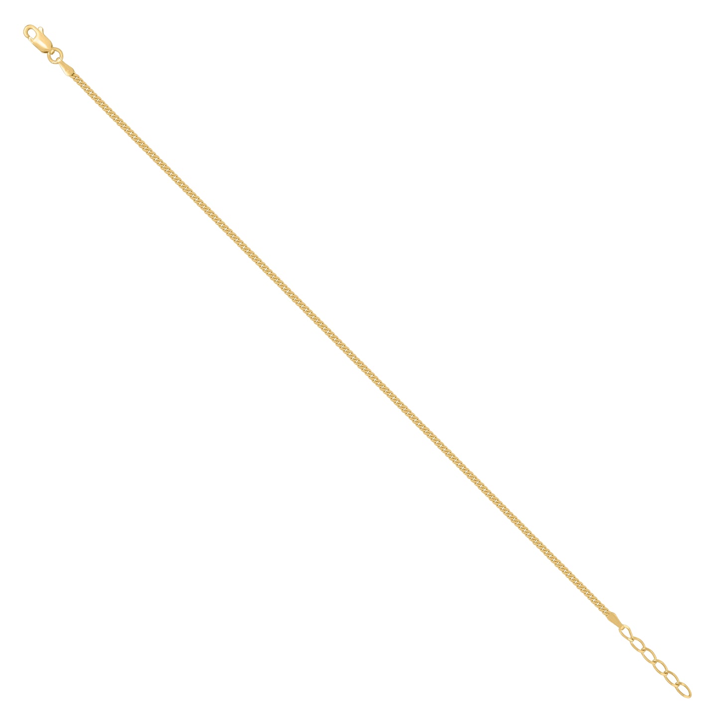 Sterling Silver Yellow-Tone Womens Miami Cuban Chain Anklet 2 mm Size 10 Inches