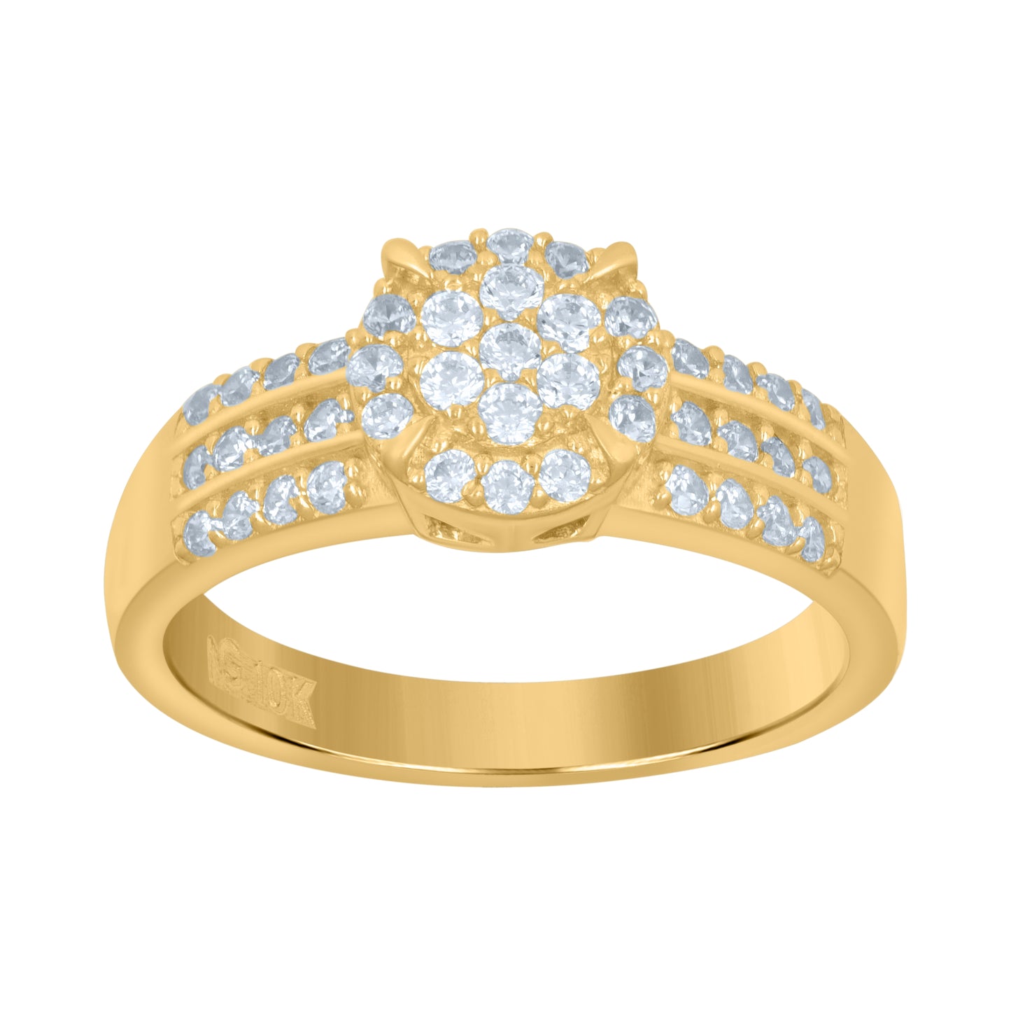 10K Yellow Gold Womens Cubic-Zirconia Fashion Ring