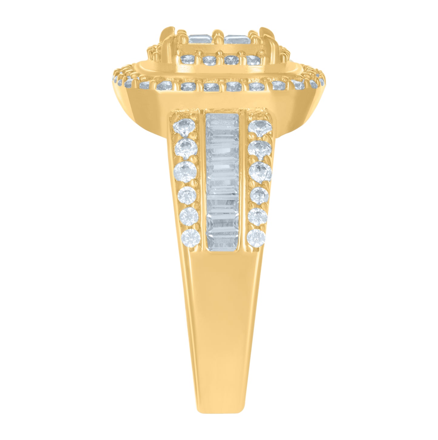 10K Yellow Gold Womens Princess-Cut Round Cubic-Zirconia Fashion Ring