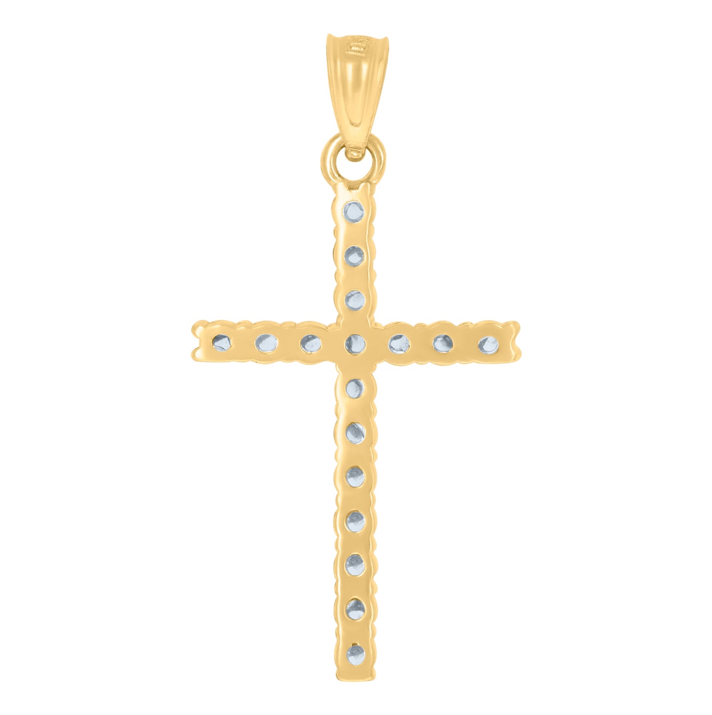 10K Yellow Gold Unisex Cubic-Zirconia Cross Religious Charm Pendant