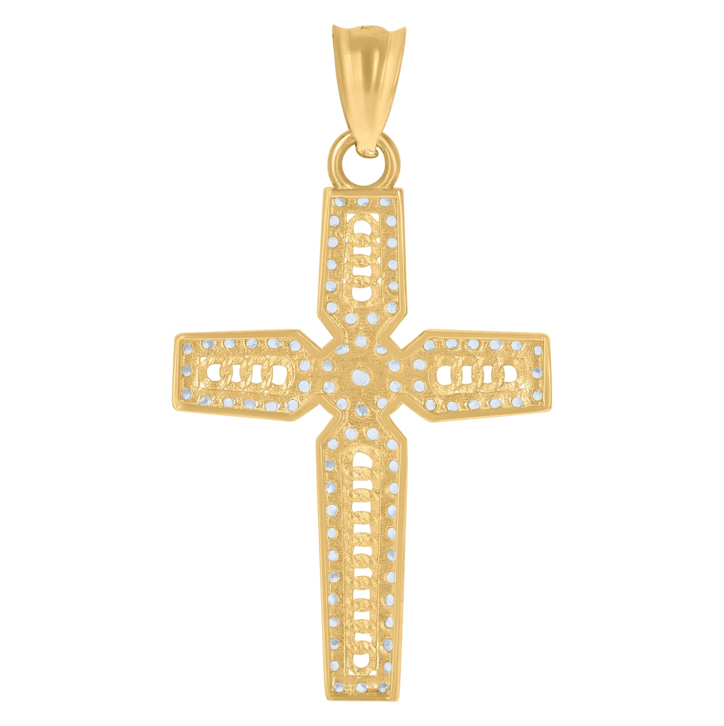 10K Yellow Gold Unisex Cubic-Zirconia Cross Religious Charm Pendant