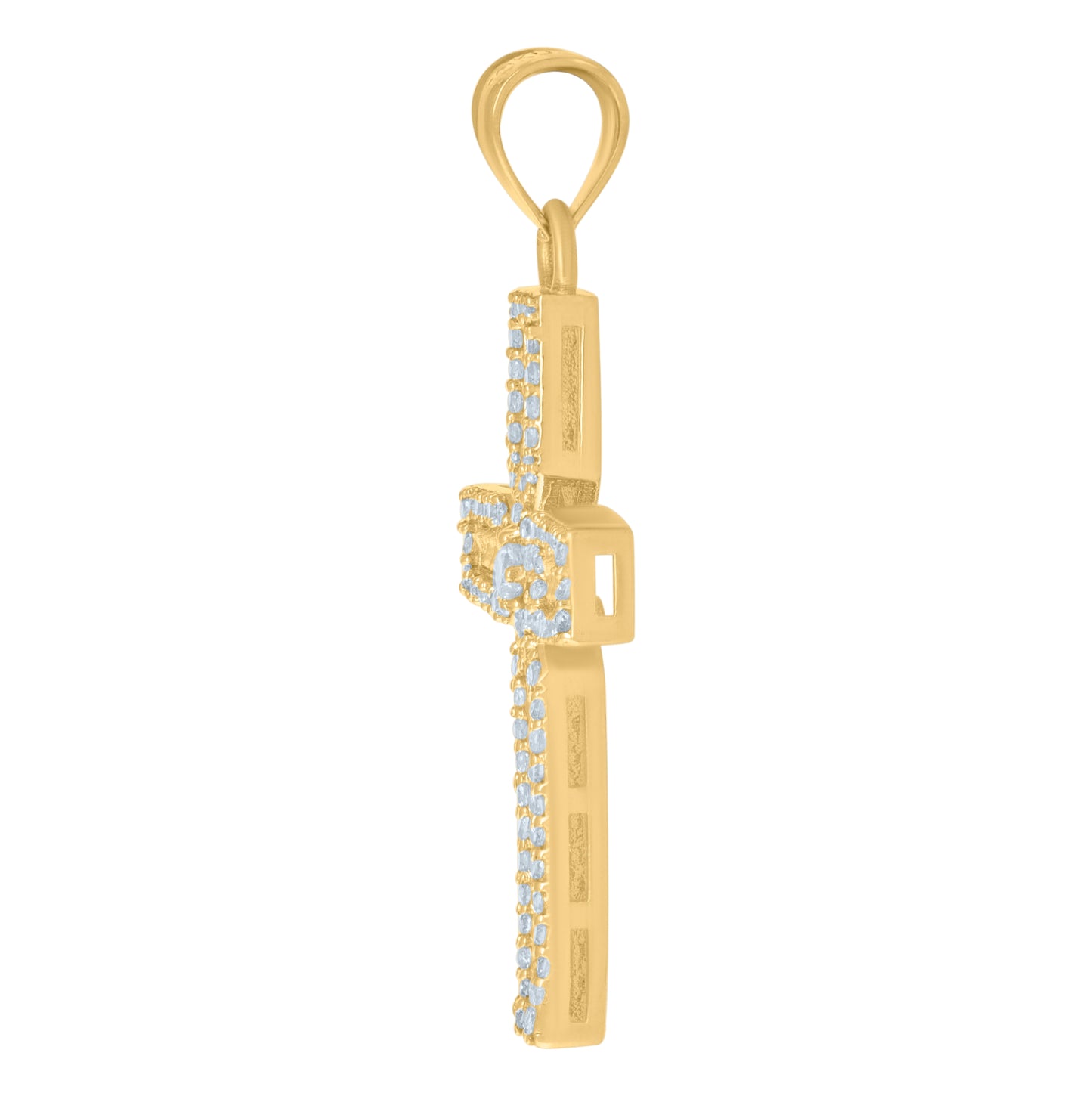 10K Yellow Gold Unisex Cubic-Zirconia Cross Religious Charm Pendant