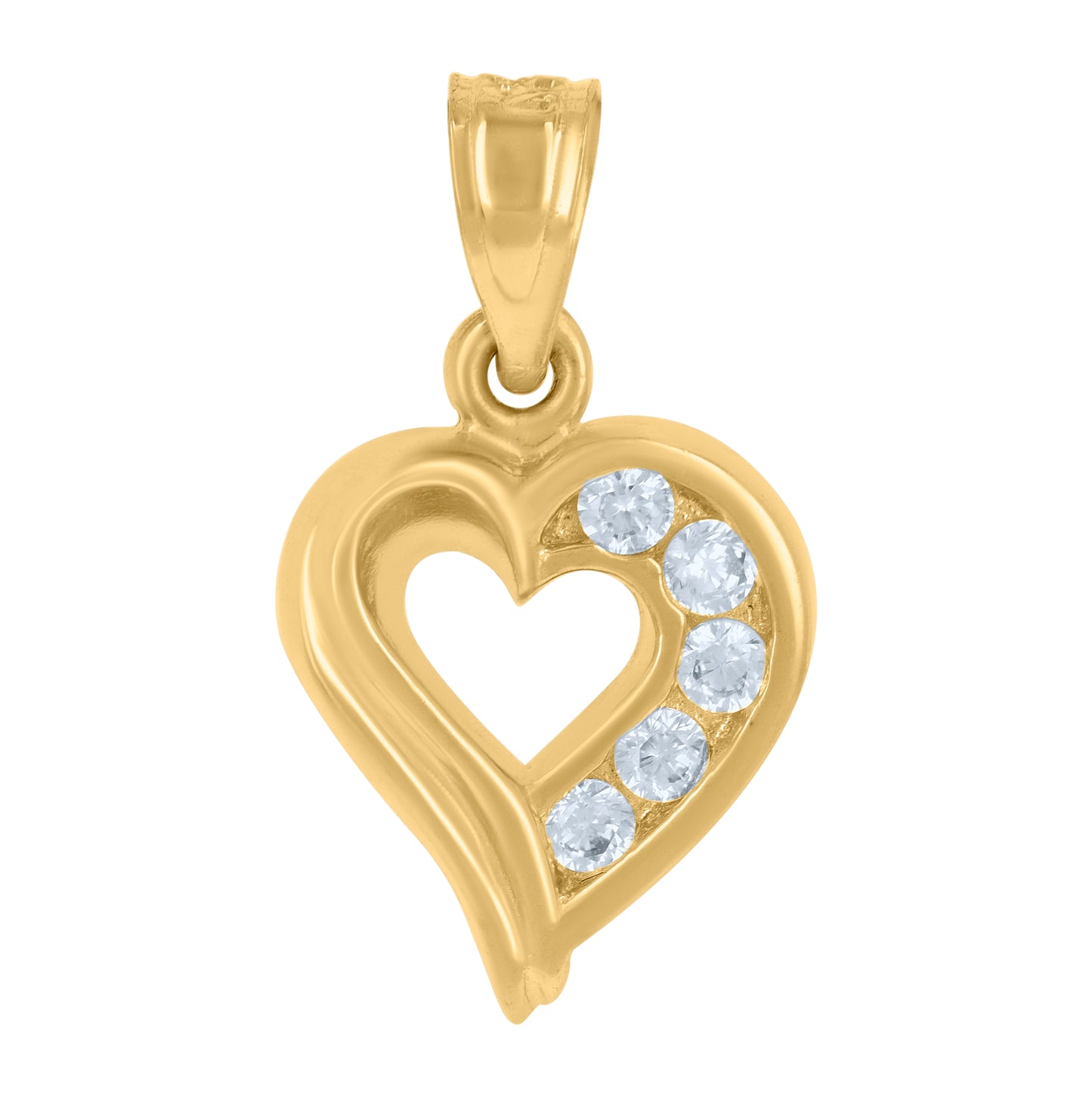 10K Yellow Gold Womens Heart Charm Pendant