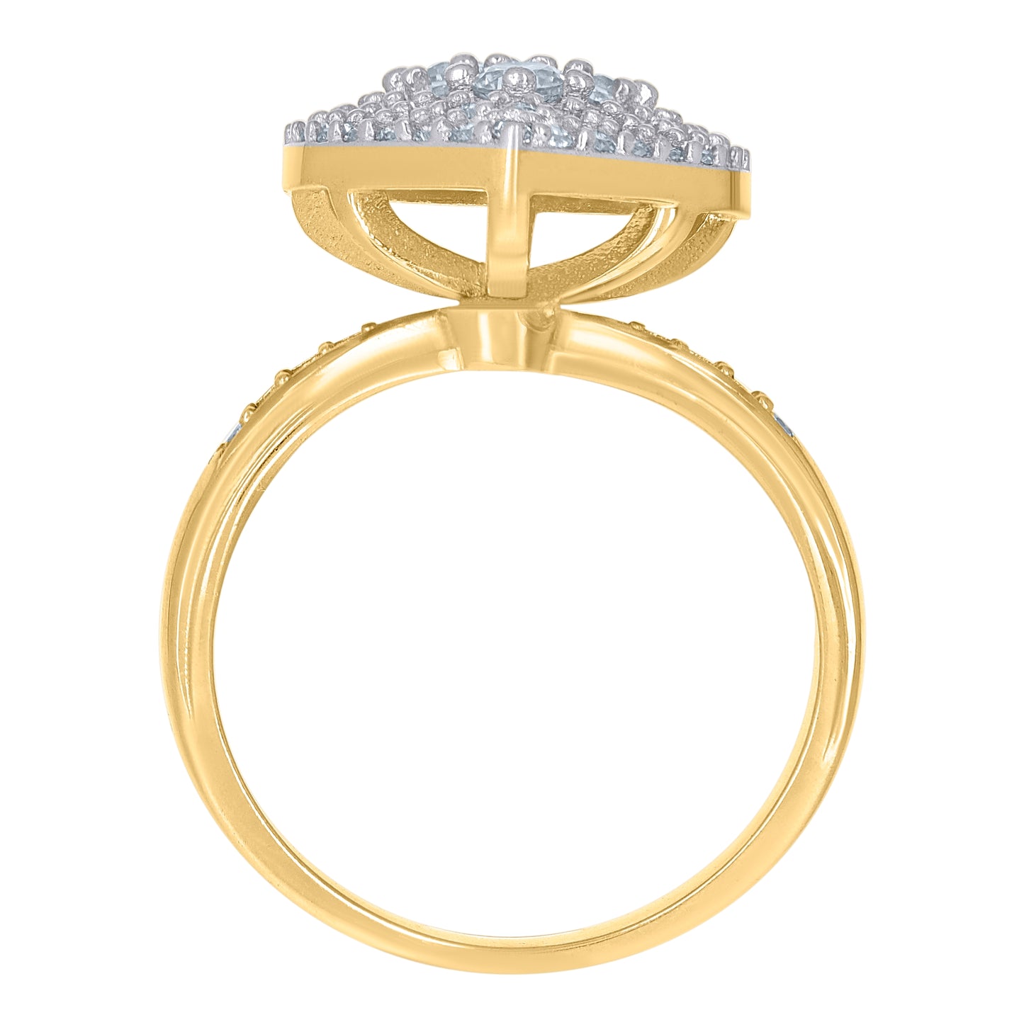 10K Two-Tone Gold Womens Cubic-Zirconia Cluster Heart Ring