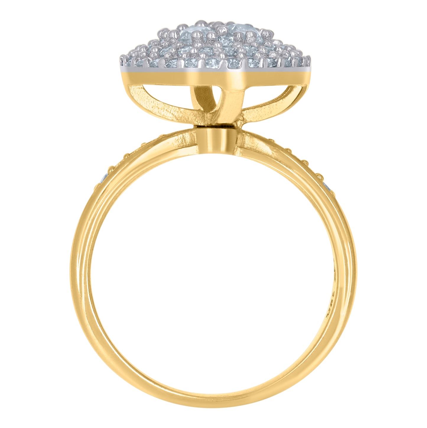 10K Two-Tone Gold Womens Cubic-Zirconia Cluster Fashion Ring
