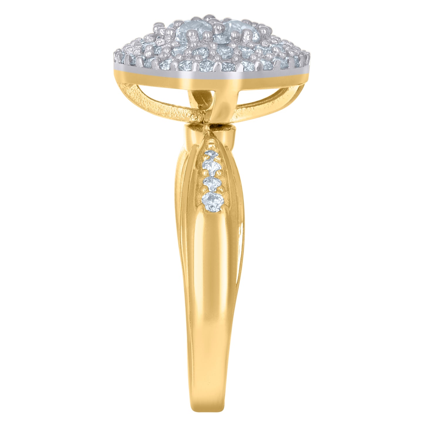 10K Two-Tone Gold Womens Cubic-Zirconia Cluster Fashion Ring