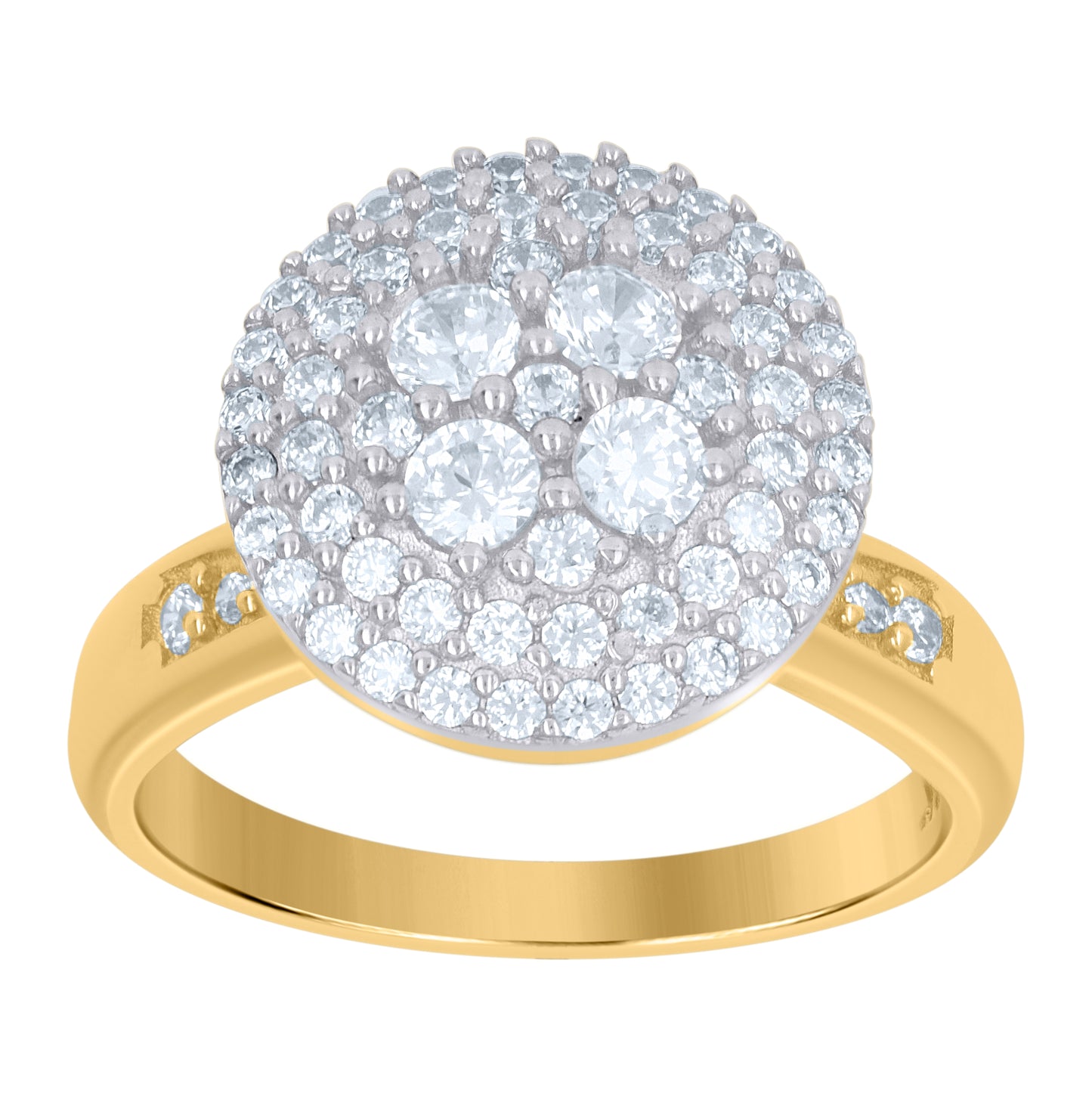 10K Two-Tone Gold Womens Cubic-Zirconia Cluster Fashion Ring