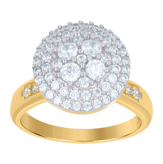10K Two-Tone Gold Womens Cubic-Zirconia Cluster Fashion Ring