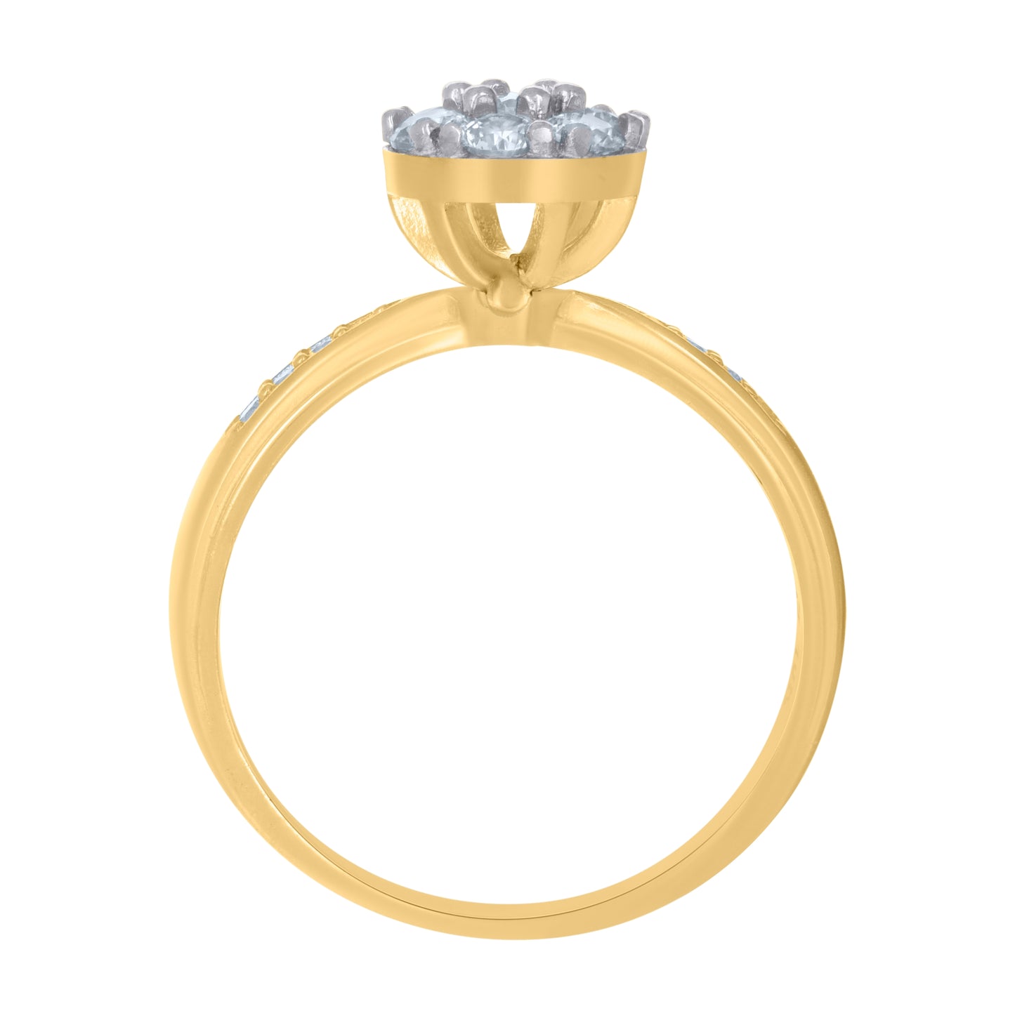 10K Two-Tone Gold Womens Cubic-Zirconia Fashion Ring
