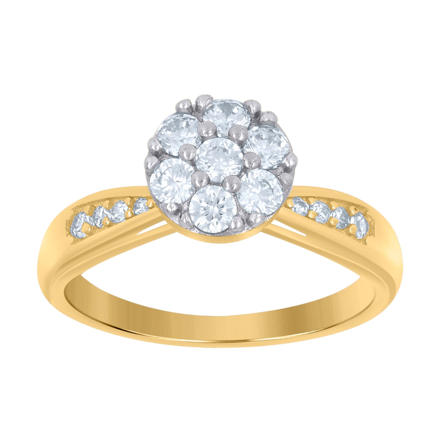 10K Two-Tone Gold Womens Cubic-Zirconia Fashion Ring