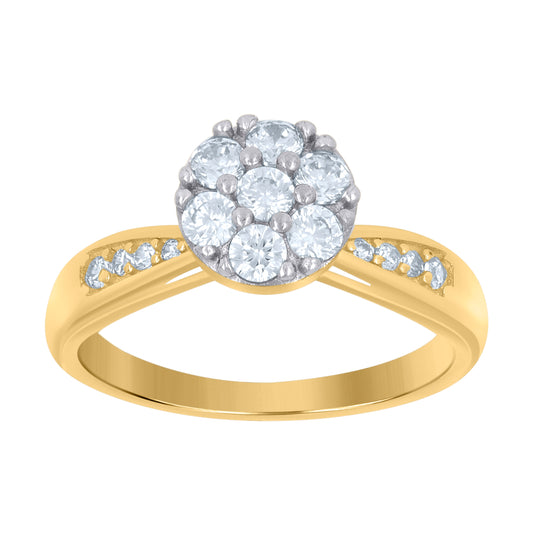 10K Two-Tone Gold Womens Cubic-Zirconia Fashion Ring