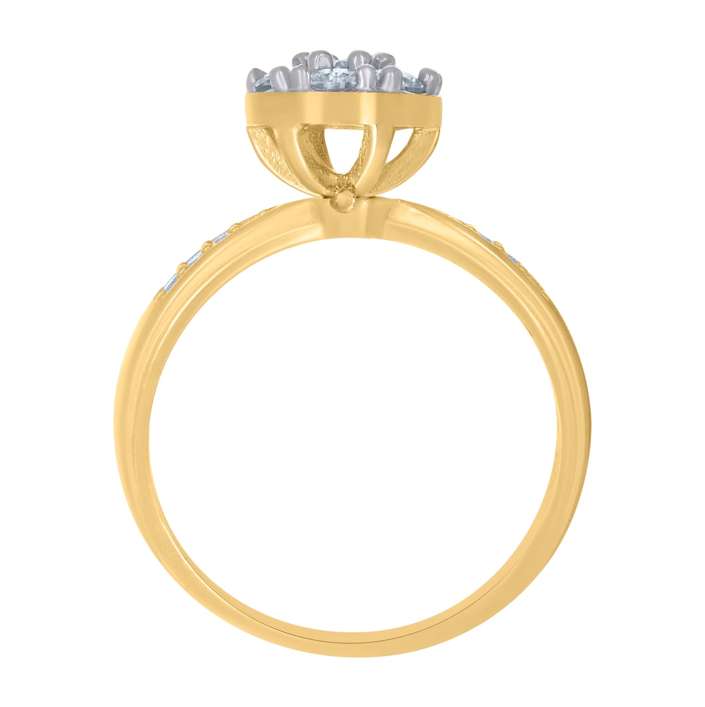 10K Two-Tone Gold Womens Cubic-Zirconia Fashion Ring