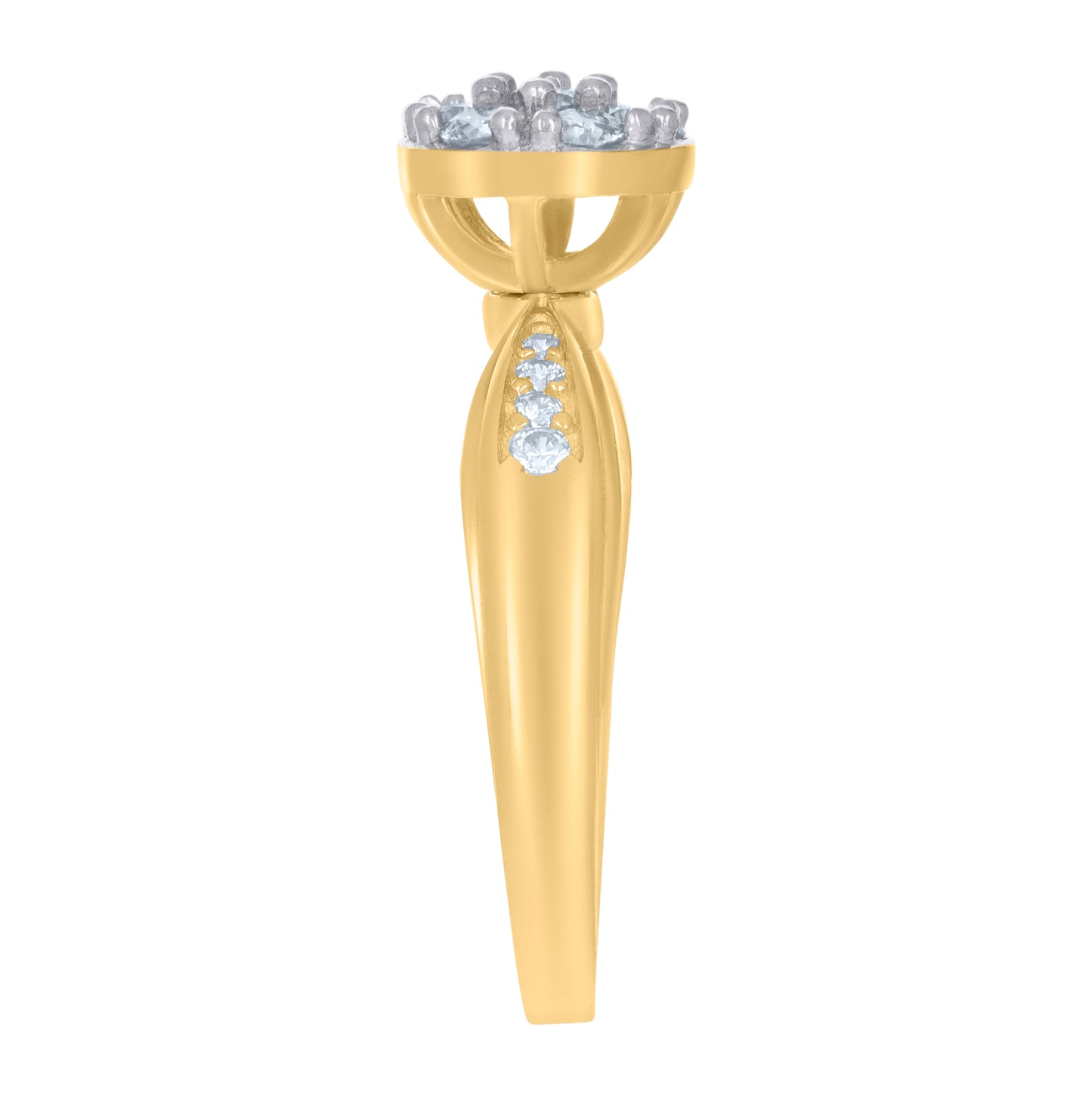 10K Two-Tone Gold Womens Cubic-Zirconia Fashion Ring