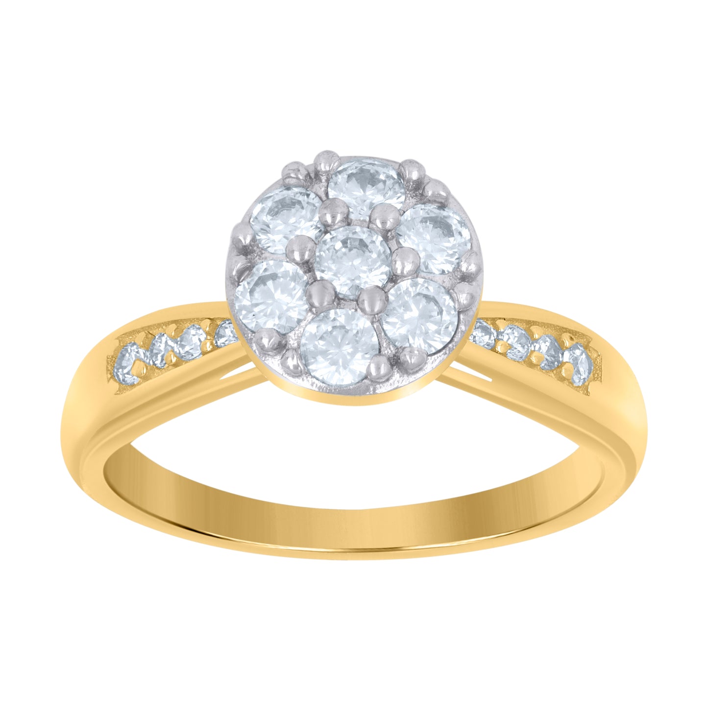 10K Two-Tone Gold Womens Cubic-Zirconia Fashion Ring