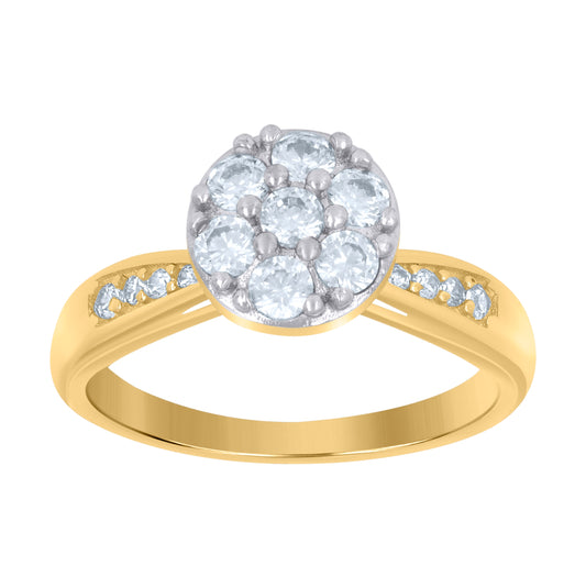10K Two-Tone Gold Womens Cubic-Zirconia Fashion Ring