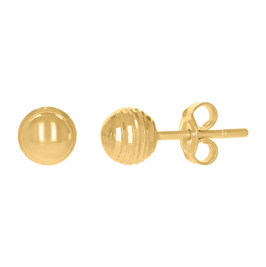 14K Yellow Gold Womens 6mm Ball Stud Earrings