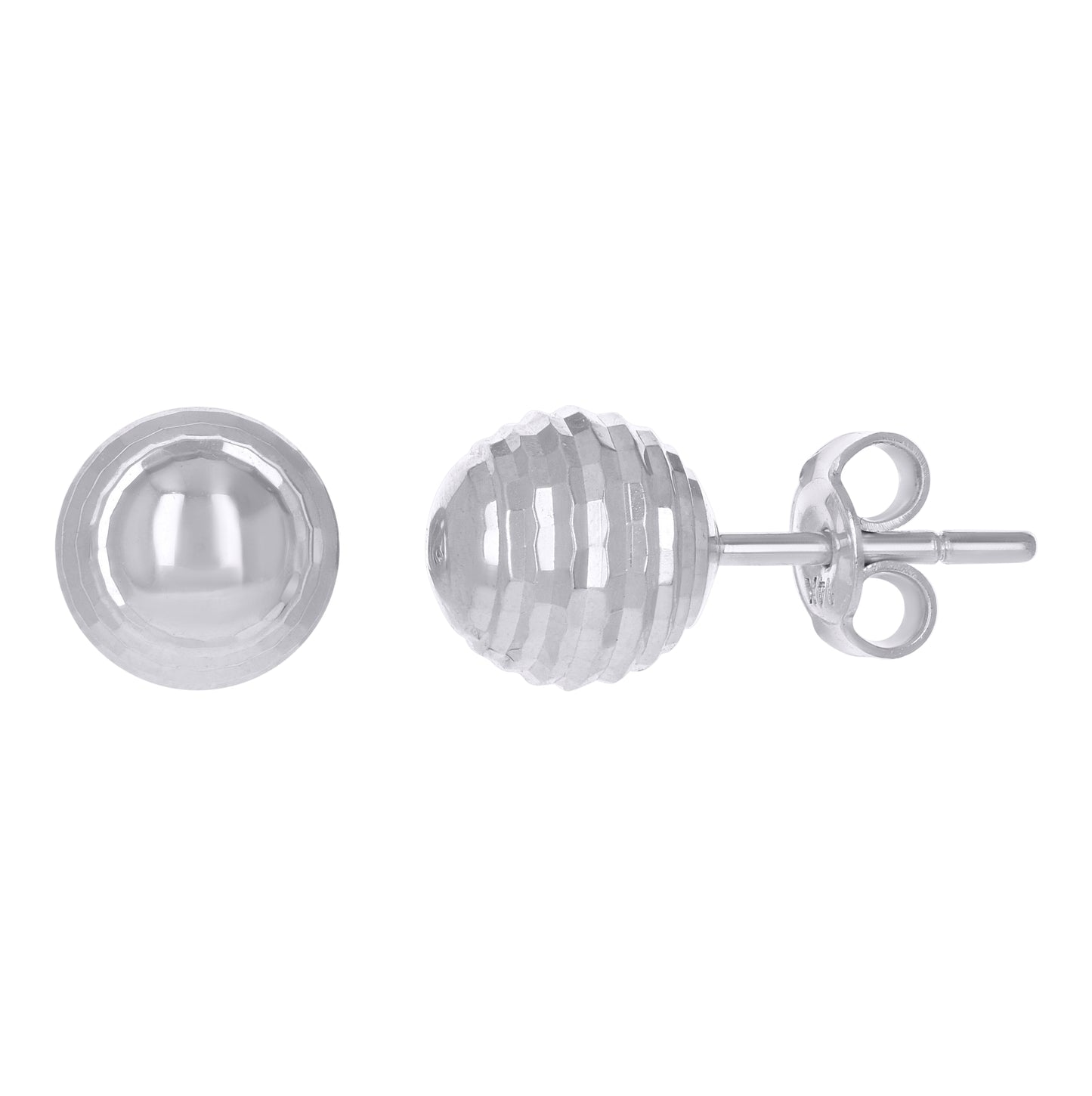 14K White Gold Womens 8mm Ball Stud Earrings