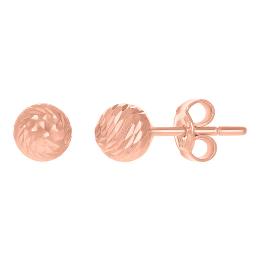 14K Rose Gold Womens 6mm Ball Stud Earrings