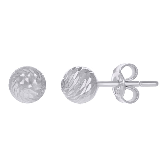 14K White Gold Womens 6mm Ball Stud Earrings
