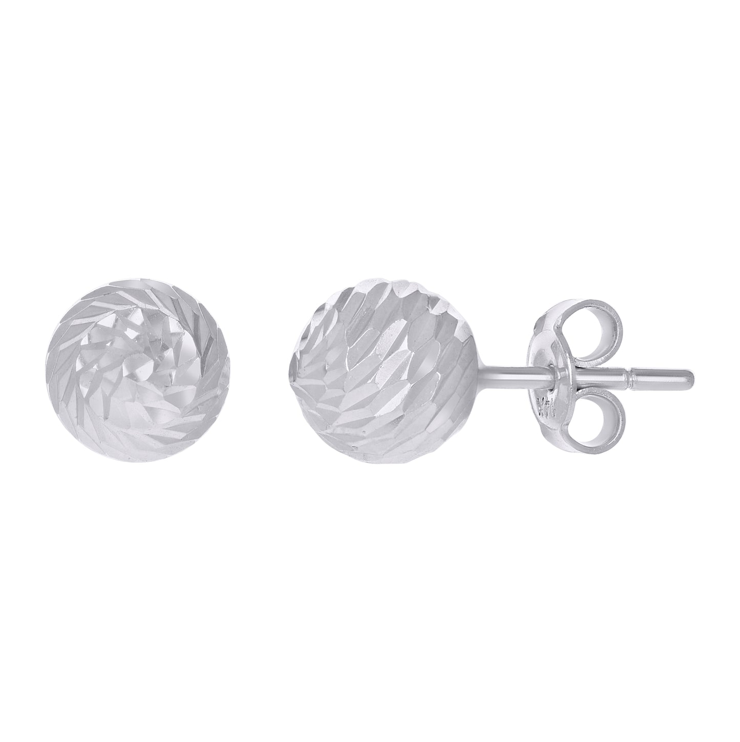 14K White Gold Womens 8mm Ball Stud Earrings