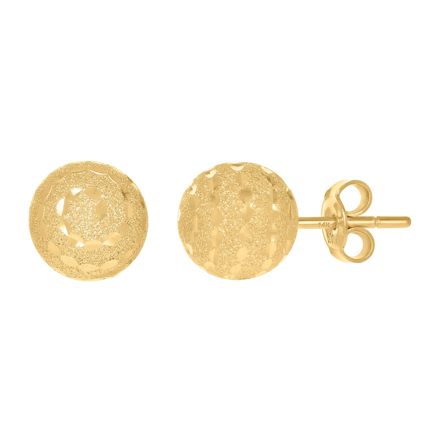 14K Yellow Gold Womens 10mm Ball Stud Earrings