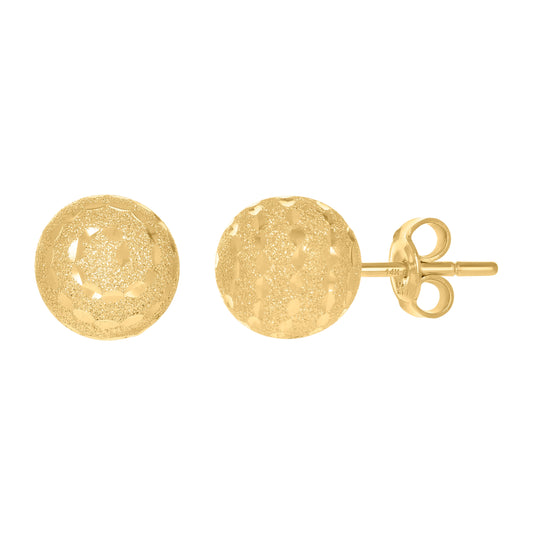 14K Yellow Gold Womens 10mm Ball Stud Earrings