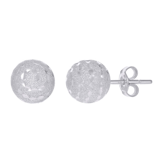 14K White Gold Womens 10mm Ball Stud Earrings