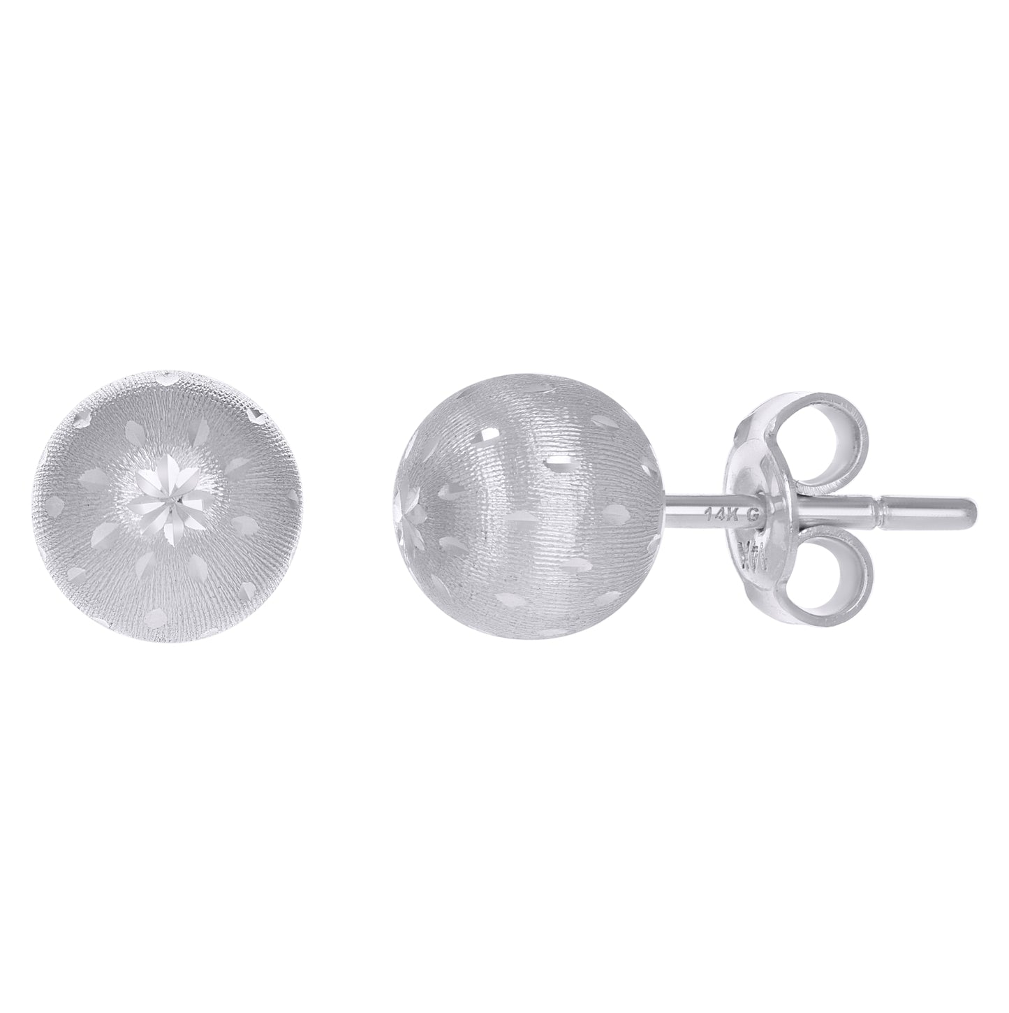 14K White Gold Womens 10mm Ball Stud Earrings