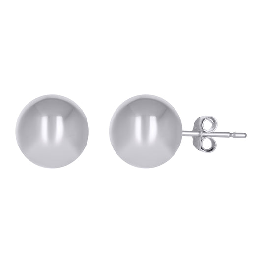 14K White Gold Womens 10mm Ball Stud Earrings