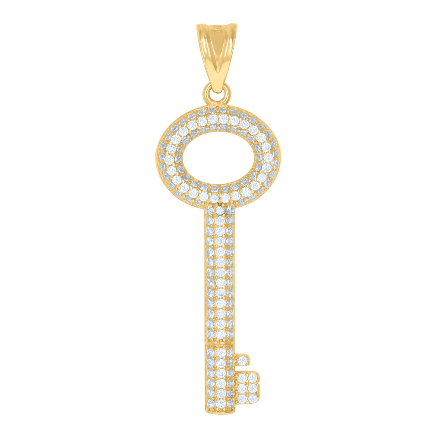 10K Yellow Gold Mens Cubic-Zirconia Key Charm Pendant