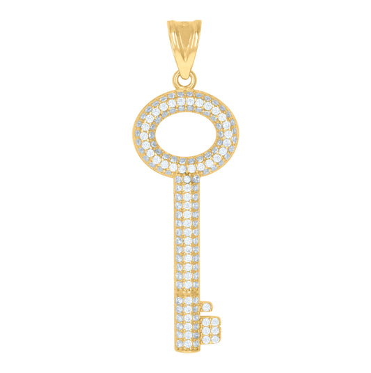 10K Yellow Gold Mens Cubic-Zirconia Key Charm Pendant