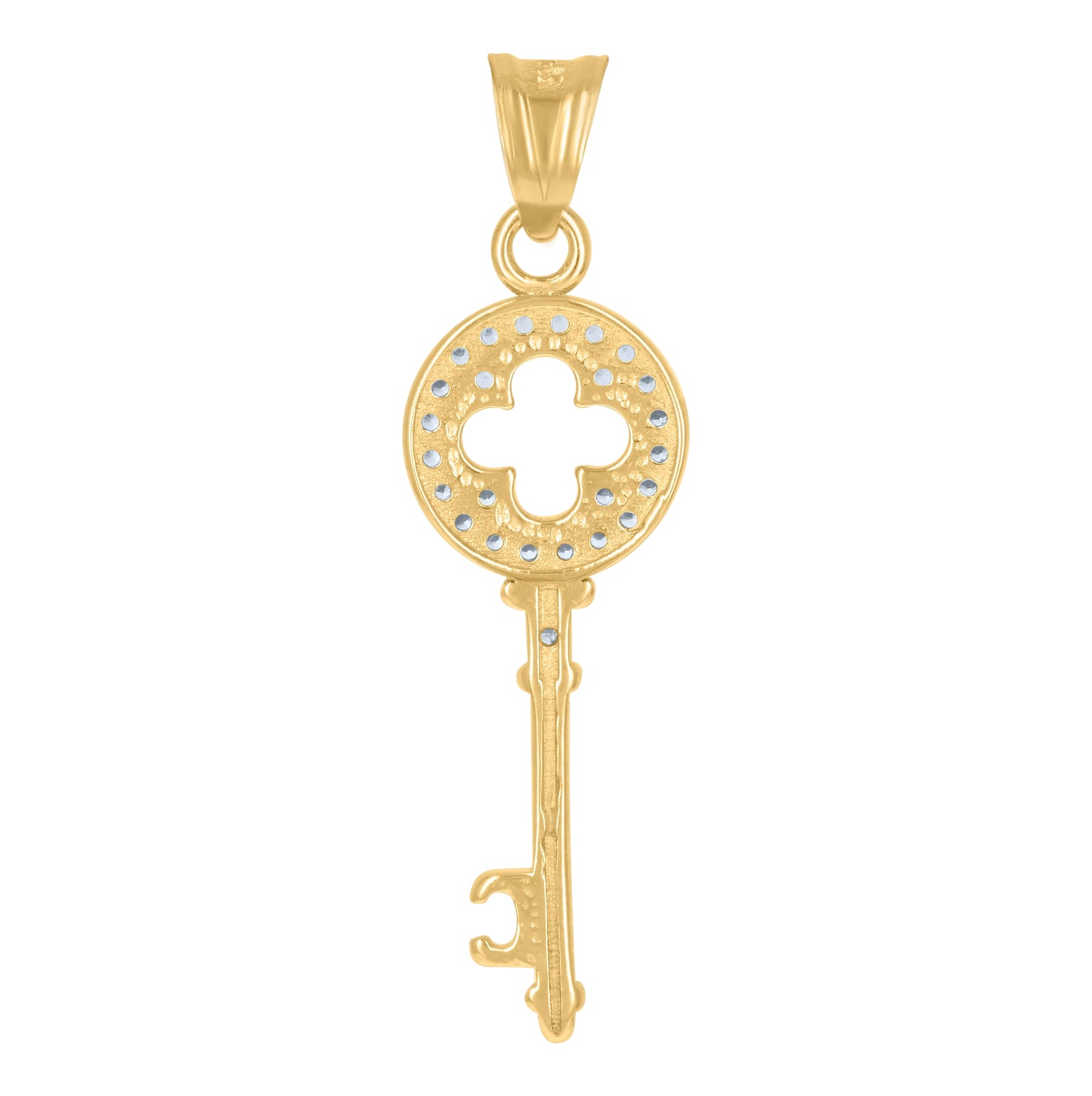 10K Two-Tone Gold Womens Cubic-Zirconia Key Charm Pendant