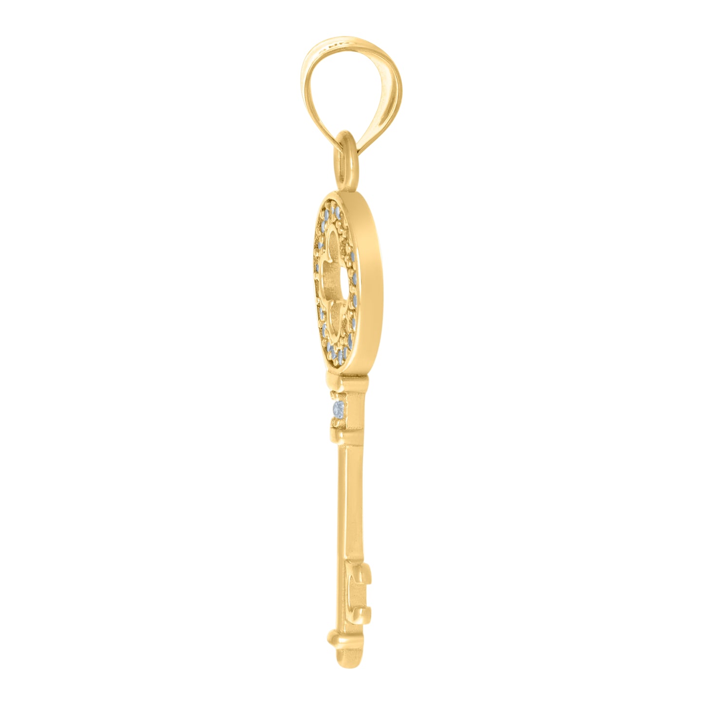 10K Two-Tone Gold Womens Cubic-Zirconia Key Charm Pendant