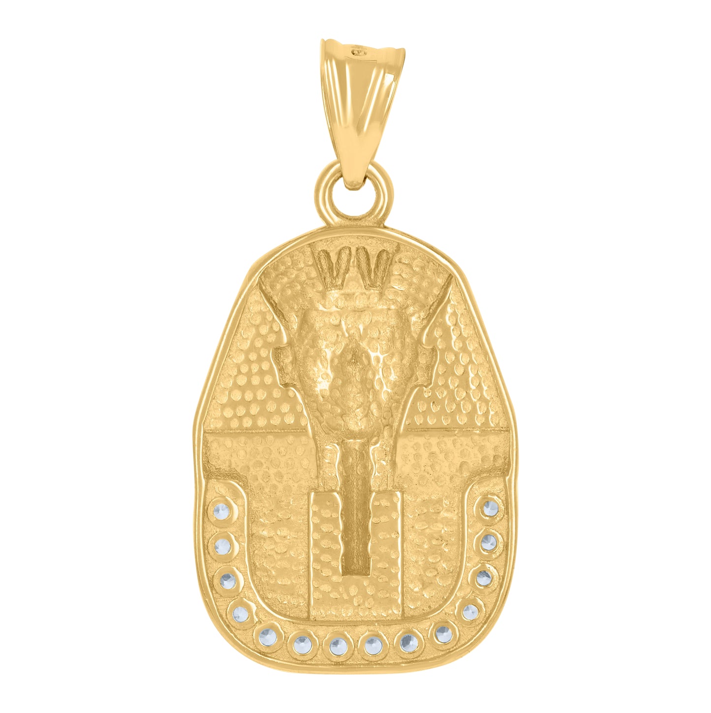 10K Two-Tone Gold Mens Cubic-Zirconia Pharaoh Egyptian Charm Pendant