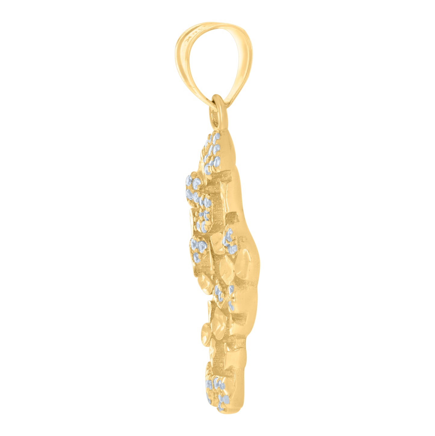 10K Yellow Gold Mens Cubic-Zirconia Nugget Fashion Charm Pendant