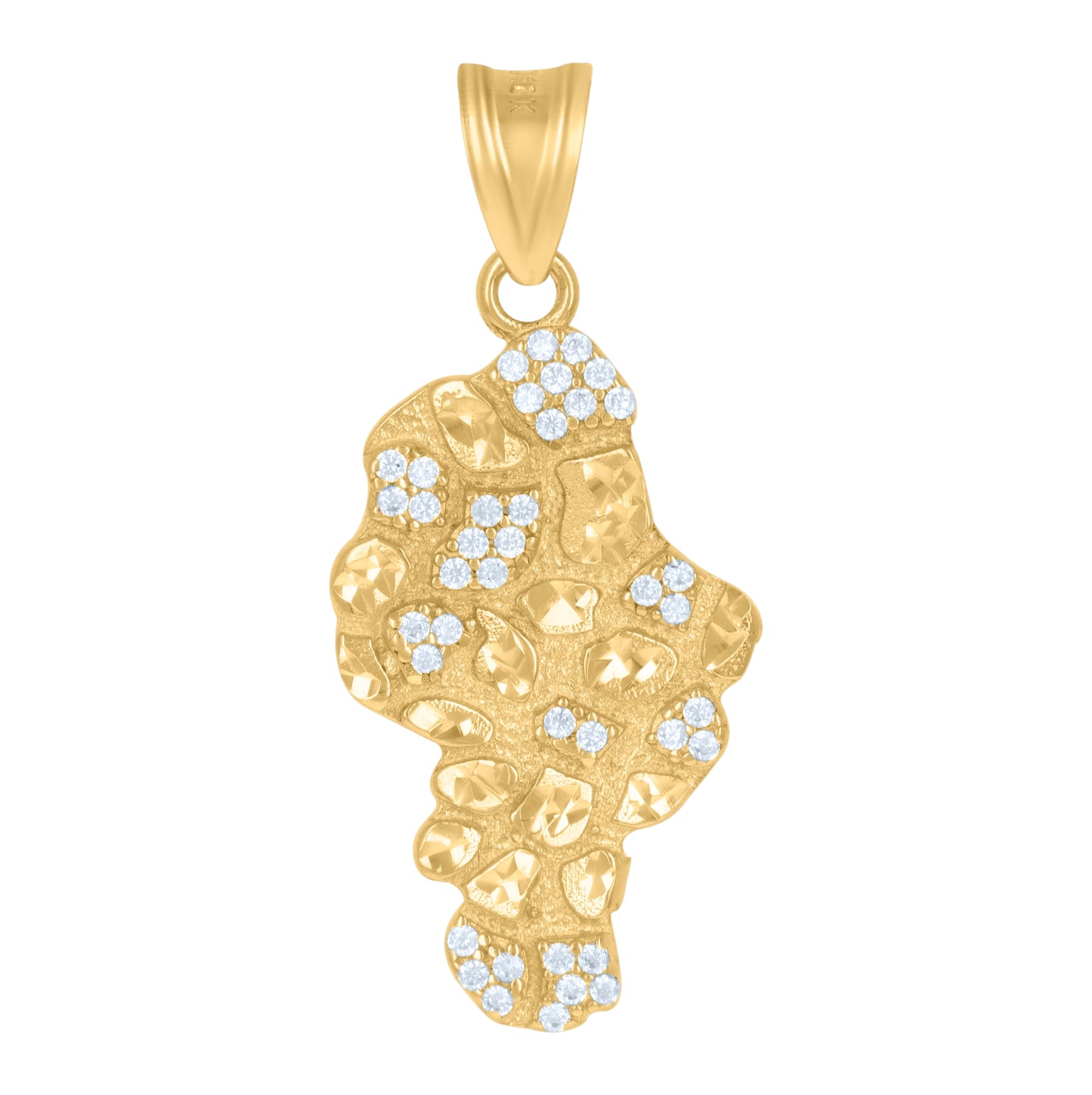 10K Yellow Gold Mens Cubic-Zirconia Nugget Fashion Charm Pendant