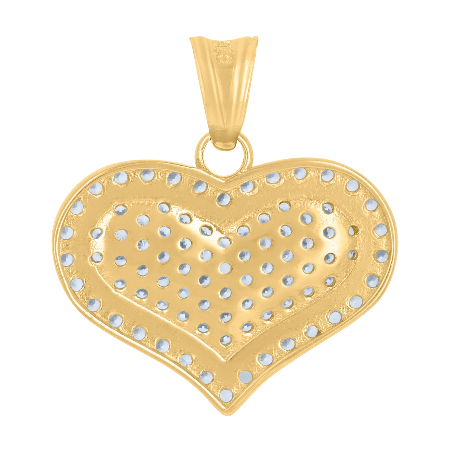 10K Yellow Gold Womens Cubic-Zirconia Heart Charm Pendant