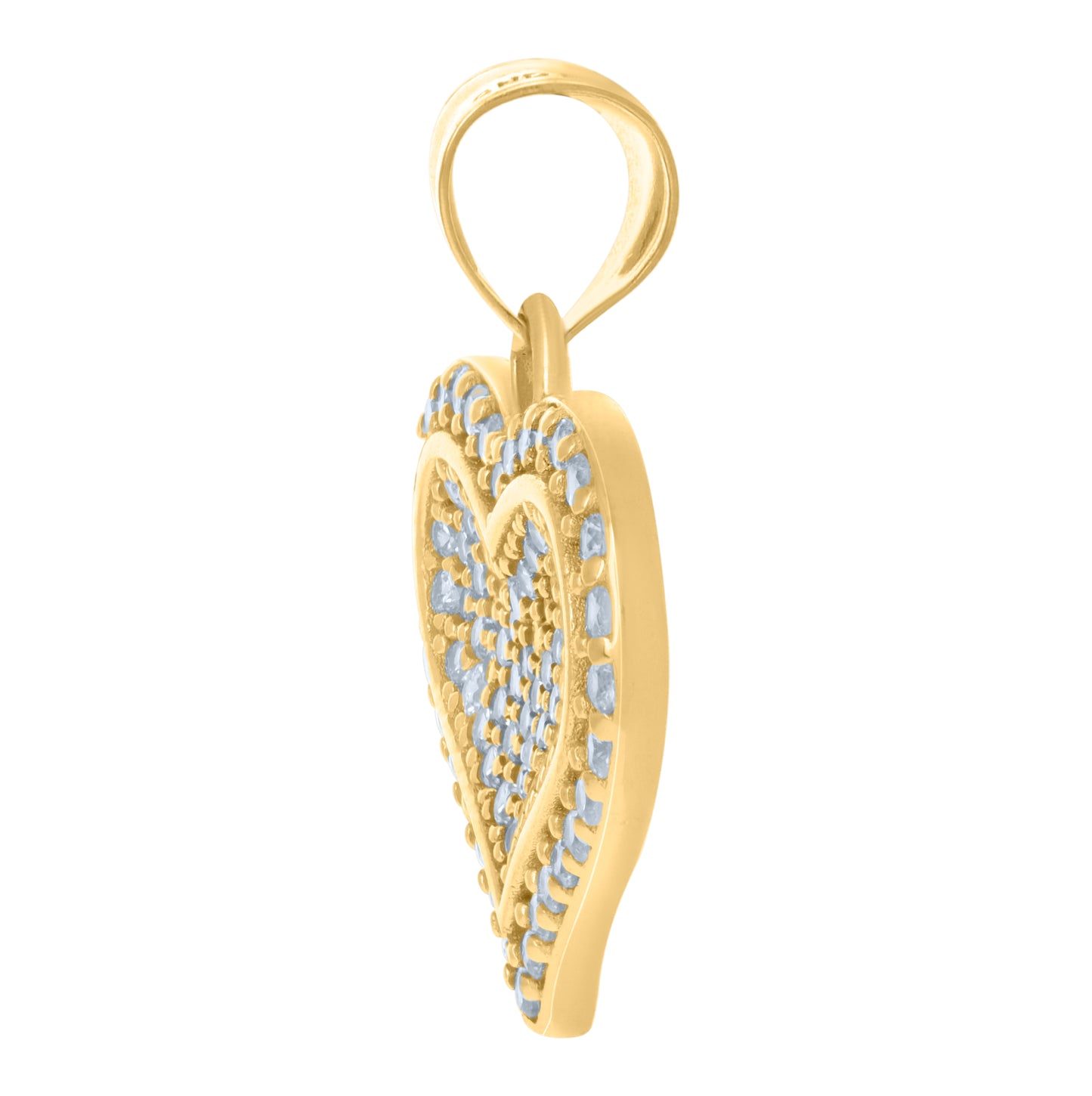 10K Yellow Gold Womens Cubic-Zirconia Heart Charm Pendant