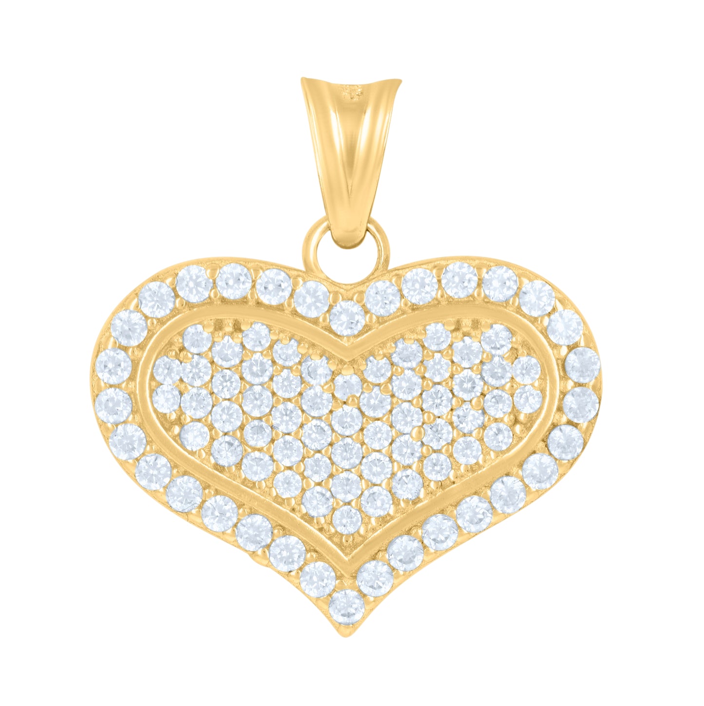 10K Yellow Gold Womens Cubic-Zirconia Heart Charm Pendant