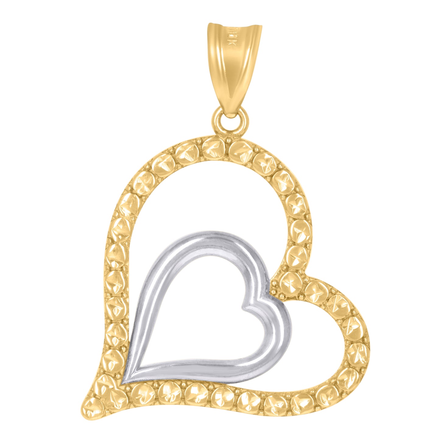 10K Two-Tone Gold Womens Heart Charm Pendant