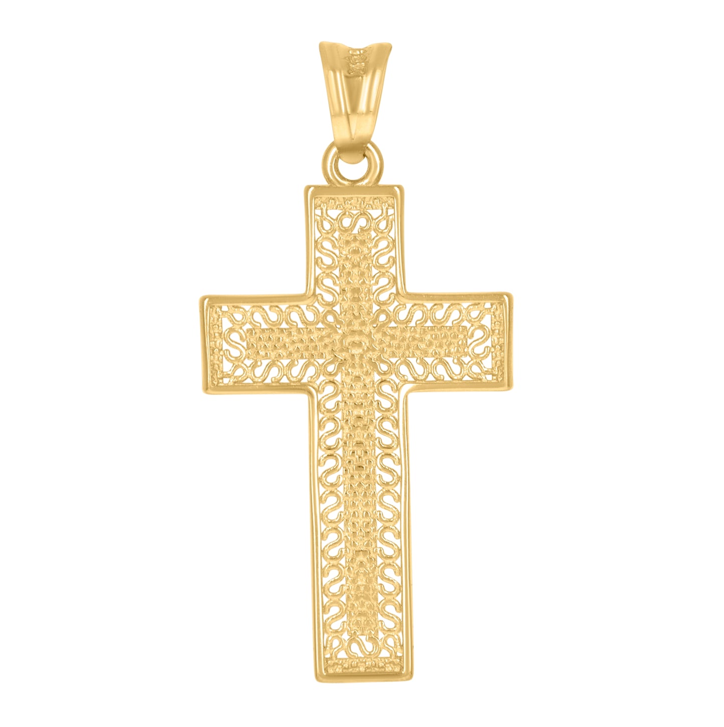10K Two-Tone Gold Unisex Cross Religious Charm Pendant