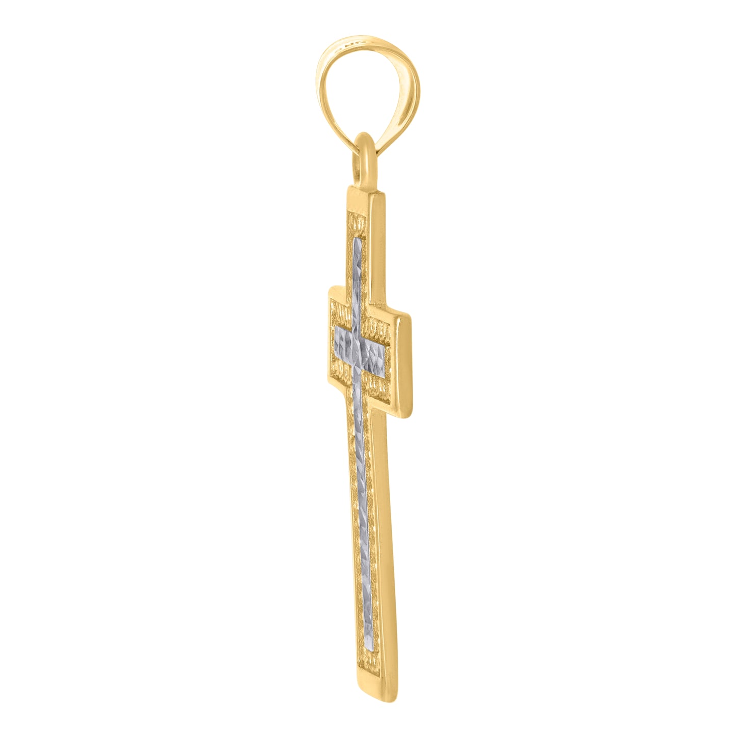10K Two-Tone Gold Unisex Cross Religious Charm Pendant