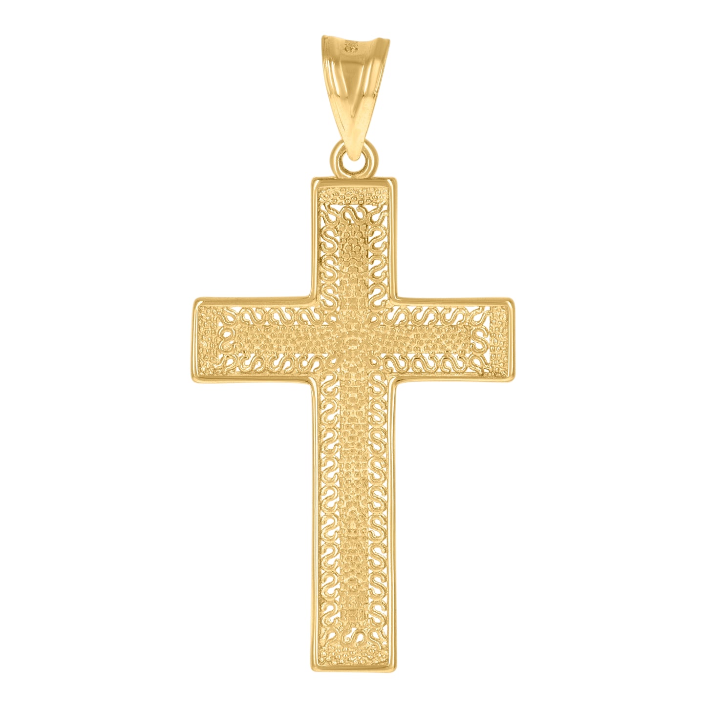 10K Two-Tone Gold Unisex Cross Religious Charm Pendant