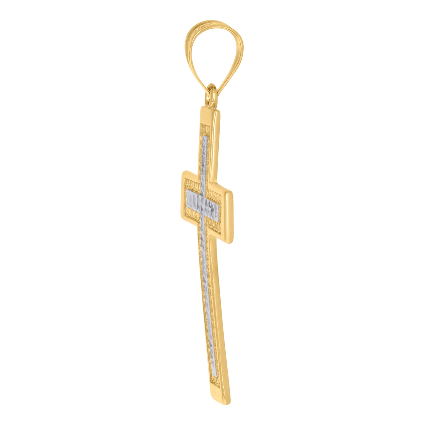 10K Two-Tone Gold Unisex Cross Religious Charm Pendant